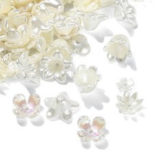 300x Plastic Pearl Rose Flower Bead End Caps for Bracelets Jewelry Making Craft