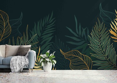 3D Hand Drawn Leaves Flora Self-adhesive Removable Wallpaper Murals 2