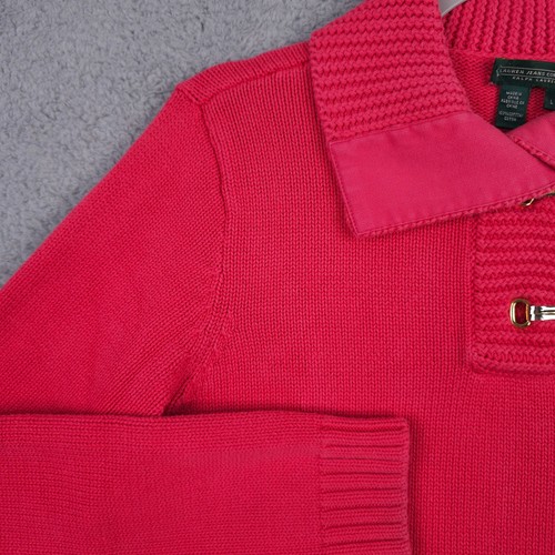 Lauren Jeans Company Sweater Women Large Coral Toggle Pullover Knit Ralph Lauren - Picture 9 of 16