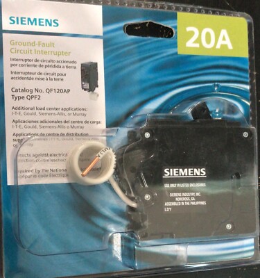 Siemens Ground-Fault Circuit Interrupter 20A Type: QPF2. (C12-1)