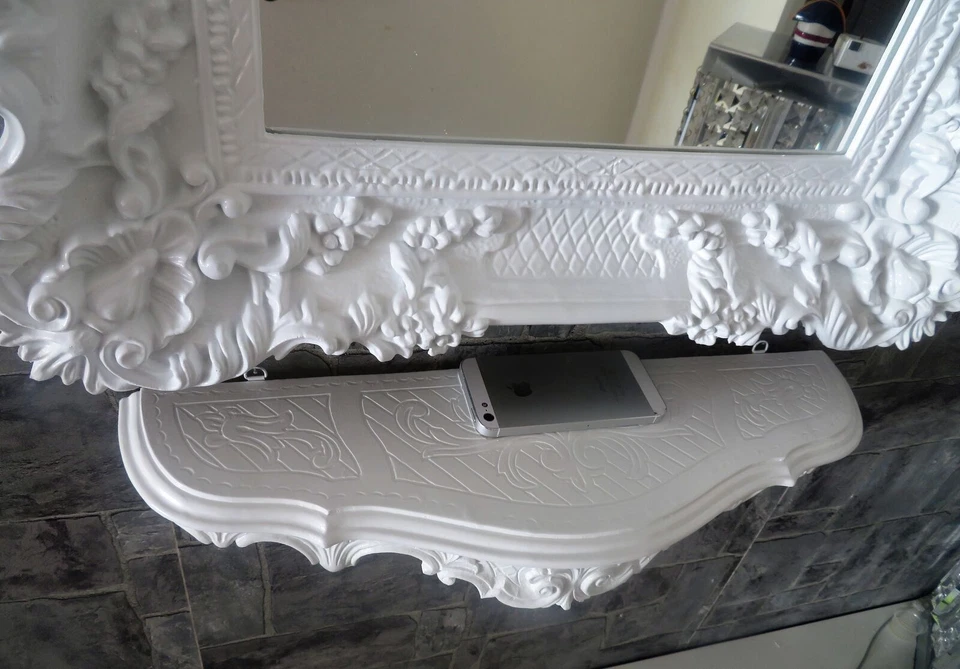 Wandkonsole Weiß Wandablage 45x21cm Hängekonsole Antik Wandregal BAROCK Ablage - Bild 4 von 4