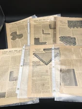 Vintage lace Croched Knitting Pattern  1930s Lot  of 6 Single Page Newspaper