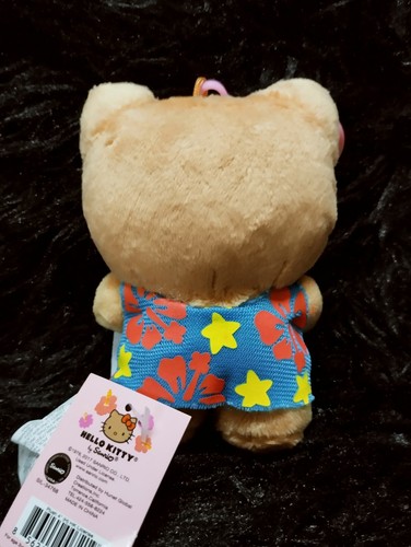 Brown Tan Hello Kitty I Love Hawaii 4" Plush Doll Keychain New w/ Tag Sanrio - Picture 5 of 9