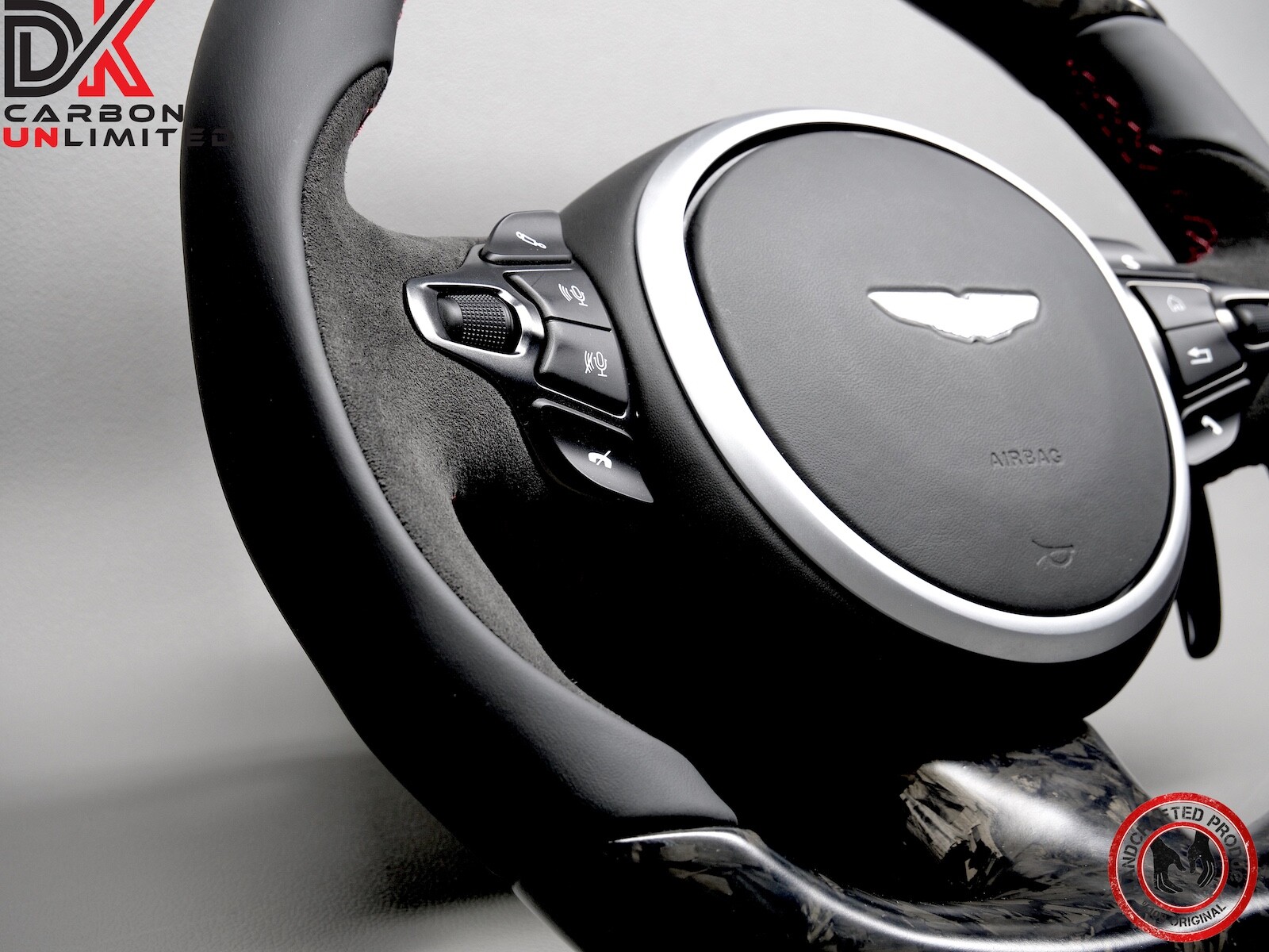 Aston Martin DB11 DBS Vantage Red Ring Matte Forged Carbon Steering Wheel v3