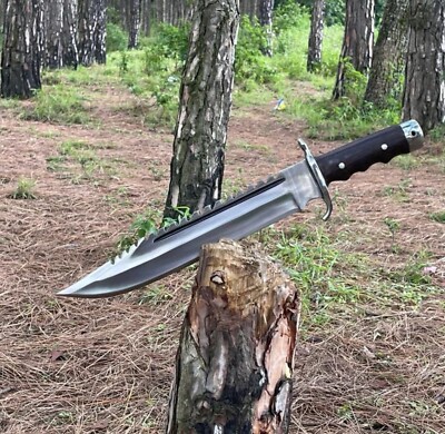 17''Custom Handmade Rescue Pommel Rambo Hand Forged Knife  With Leather Sheath
