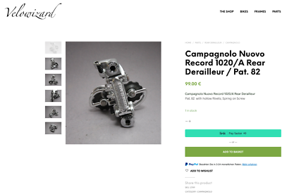 Nice Vintage Pat 82 Campagnolo #1020/A Nuovo Record