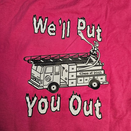 Freshmen Firefighter 2015 Cropped Cutoff T-Shirt Adult Medium Pink V8a - Picture 5 of 9
