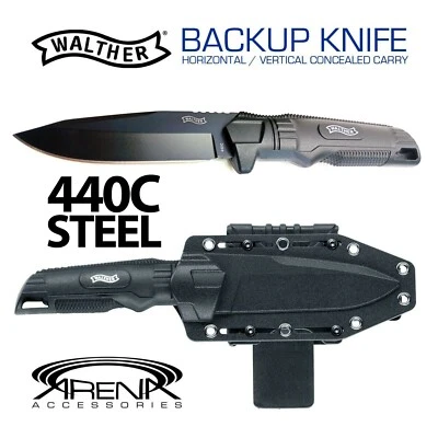 Walther BackUp Knife Vertical Horizontal Conceal Carry Mount Sheath Fixed Blade