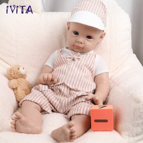 21inch Big Baby Blue Eyes Boy Doll Full Body Silicone Reborn Baby Doll Prematur - Picture 10 of 12