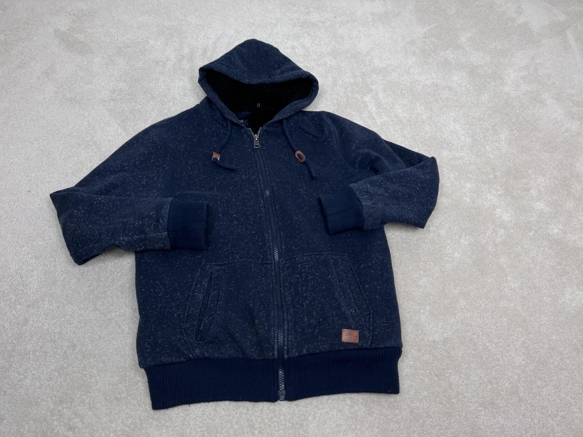 Buffalo David Bitton Hoodie Mens XL Blue Hooded Sweatshirt Deep Pile Lined