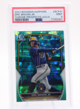 ERIC BROWN JR. 2023 Bowman Sapphire RC Chrome Prospects Aqua /55 PSA 9 MINT