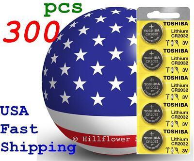 300 piece CR2032 2032 LR2032 TOSHIBA Card 3V Lithium Coin Battery