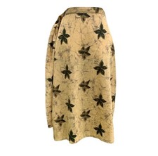 Vintage 90s Leaf Print Faux Wrap Boho Midi Skirt