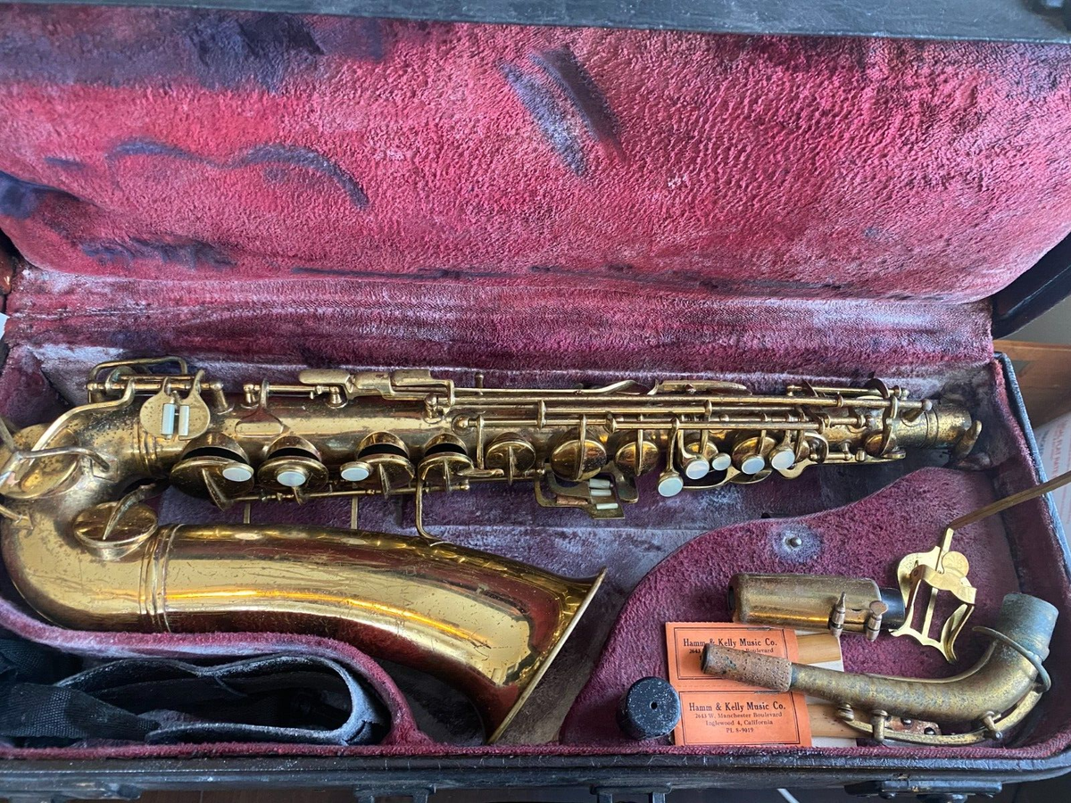 PAN AMERICAN ELKHART USA SAXOPHONE LACQUERED BRASS NEEDS WORK | eBay