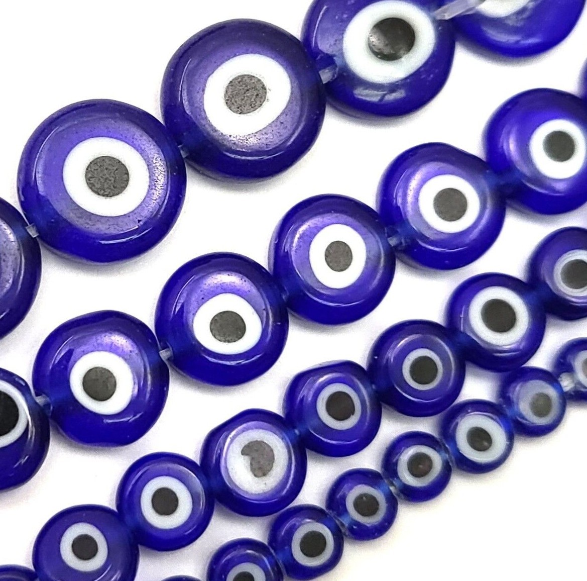Dark Blue Evil Eye Glass Coin Disc Bead Flat Round 4mm 6mm 8mm