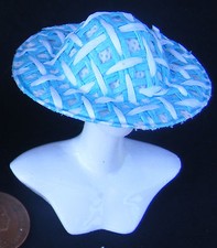 Dolls House Ladies Hat Blue and White Large Cloth Floral LHd 1:12 Scale tumdee