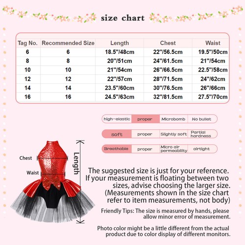 Kids Girls Sequins Ballet Tutu Dance Dress Gymnastics Leotard with Mesh Skirt AU - Picture 16 of 24