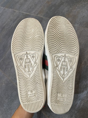 Stunning Authentic Gucci Ace Floral Silver Leather Sneakers Size EU 39 US 9 - Picture 7 of 12
