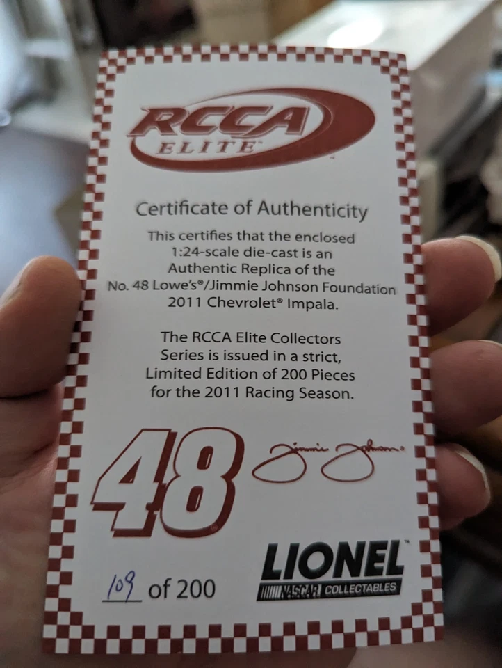 1/24 Fundación Jimmie Johnson 2011 Lowe's/Jimmie Johnson Lionel RCCA Elite... Foto 3 de 4