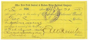 Edward Van Wyck Rossiter, RR Tycoon & Vanderbilt Lawyer, Signed 1883 RR Draft