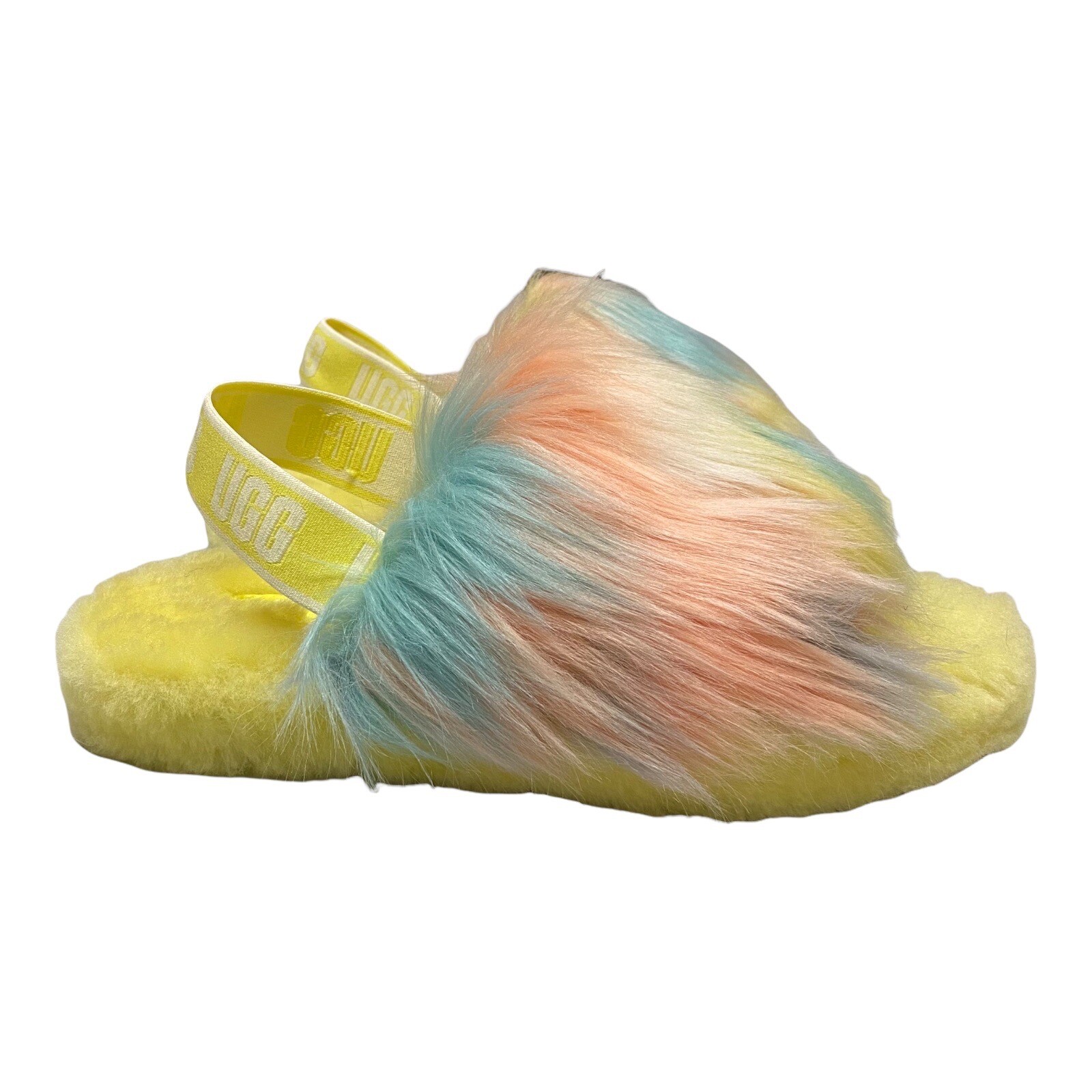 PANTOFOLA D’ORO Scarpe UGG bambini 4 diapositive gialle Fluff Yeah tie dye 1120033K casual soffici comode