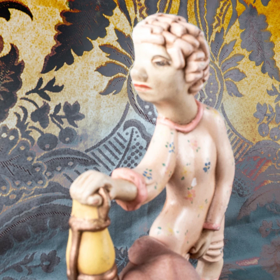 1940's Old Couple Man Woman Walking with Lantern Vintage Wall Plaque - Image 3 of 4