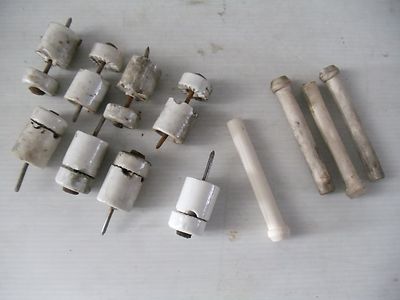 OLD VINTAGE ELECTRICAL PORCELAIN KNOB & TUBE PIECES 8 WIRE KNOBS & 4 TUBES     