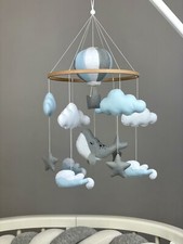 Whale baby mobile boy Air balloon nursery mobile Crib mobile ocean Personalized