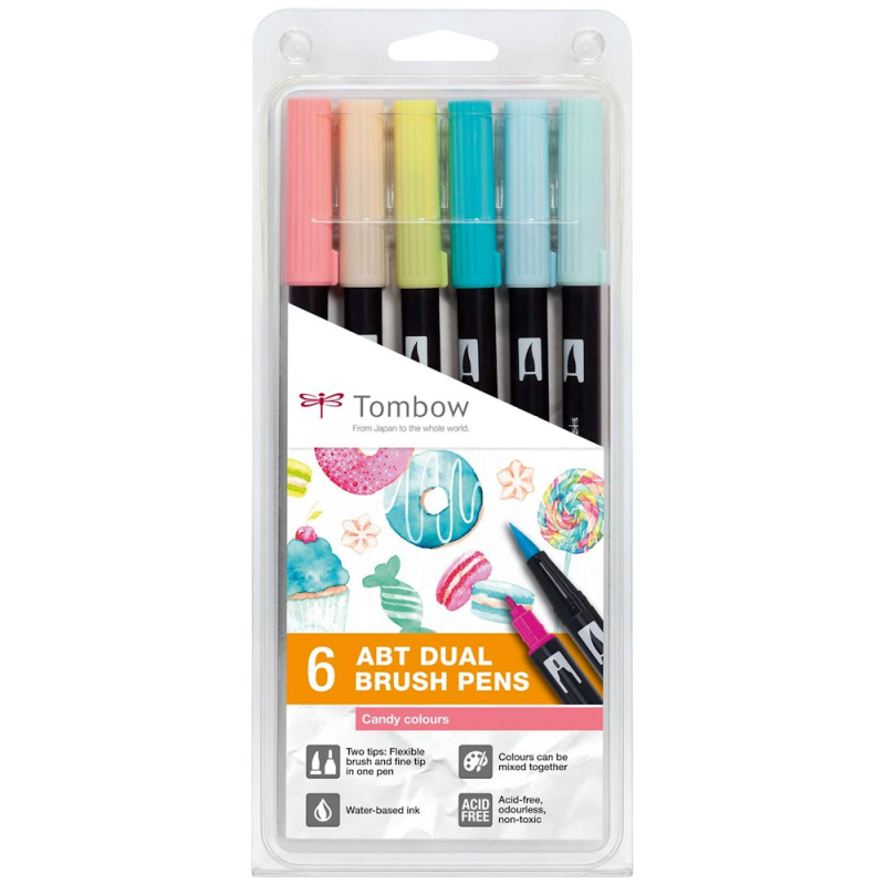 Tombow ABT Dual Brush Pen Candy Colour Wallet (6pc)