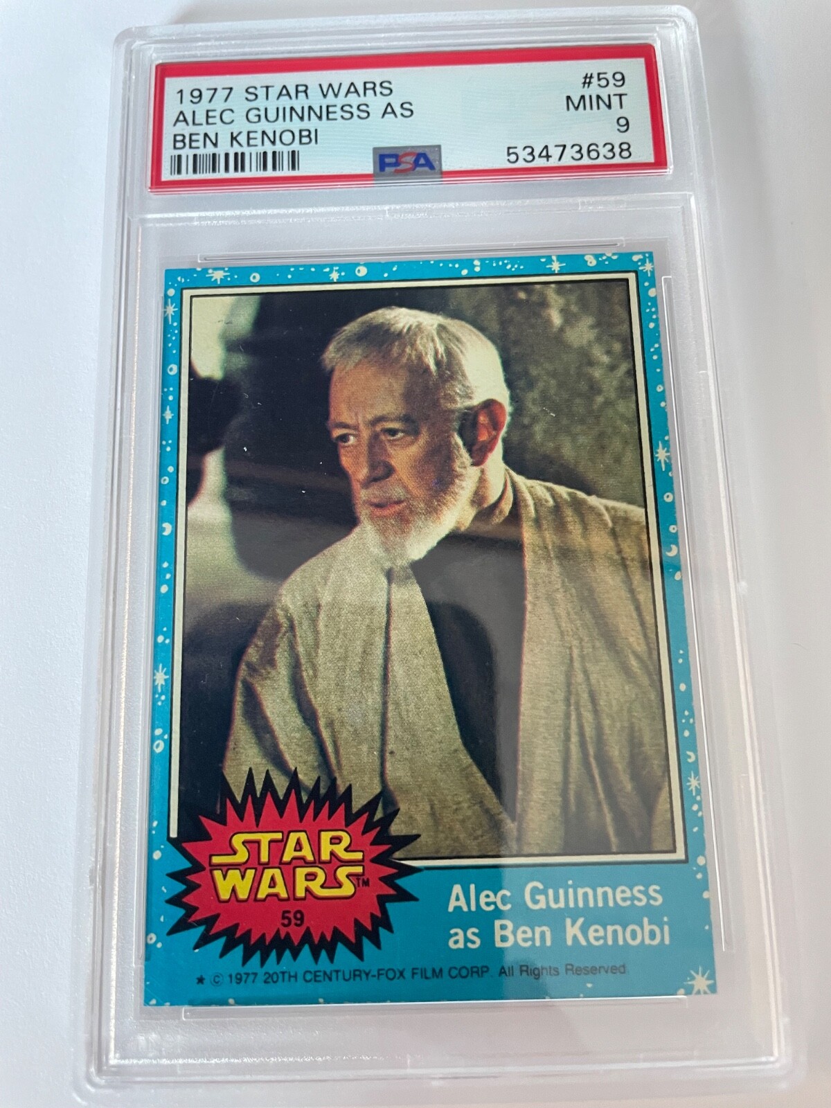 1977 Topps Star Wars #59 Alec Guinness As Ben Kenobi 1st Blue Series PSA 9 MINT