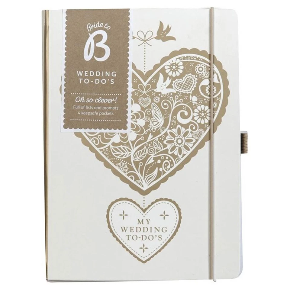 2 x Busy B Floral Heart Wedding To Do Matt Laminated Notebook 4 Tabbed Sections