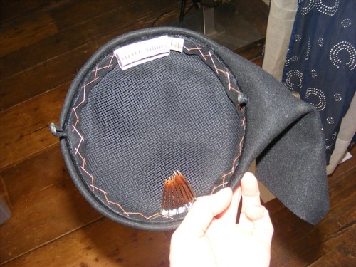 CAPPELLO VINTAGE ANNI 40 FASCINATOR NERO LANA FELTRO MACYS PICCOLI NEGOZI NEW YORK - Foto 7 di 9
