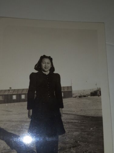 1945 USA Japanese Internment Camp  Heart Mountain WY-woman In Black Dress - Picture 1 of 3