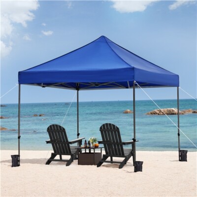 10x10 Heavy Duty Pop up Canopy Wedding Party Tent Folding Waterproof Gazebo Blue
