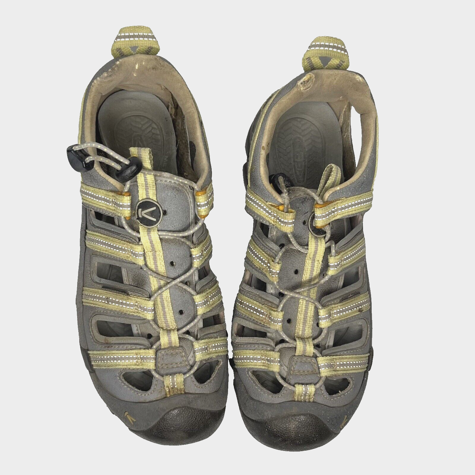 KEEN CON taglia 10 10 5 scarpe da trekking sport acquatici grigio giallo VEDI condizione