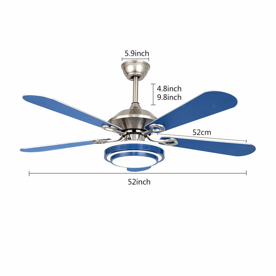 52 Inch Ceiling Fan Light Living Room Dimmable Pendant Fanlamp & Remote Control - Image 2 of 4