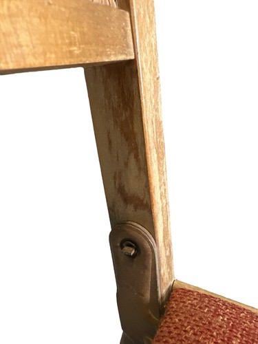Vintage Leg O Matic Wood Folding Chair Camper RV Airstream Brown Cane Backrest - Picture 9 of 10