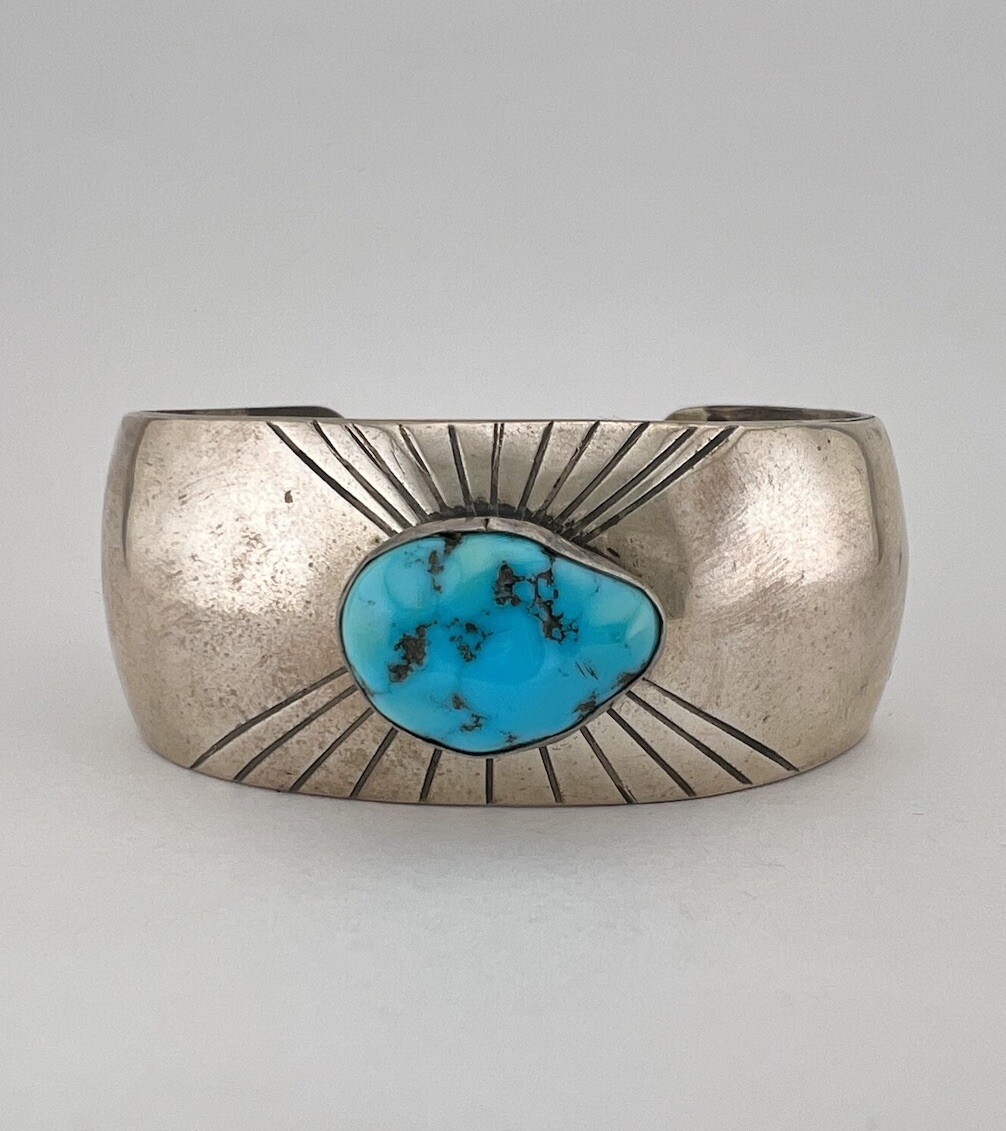 Starburst Coral Vintage Native American Navajo Bisbee Turquoise Sterling Silver Bracelet Old Starburst Coral Vintage Native American Navajo Bisbee Turquoise Sterling Silver Bracelet Old