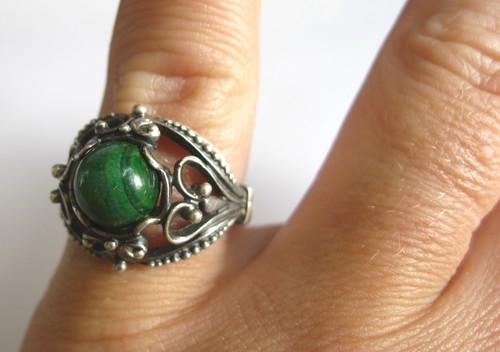 NEFRITE Elegante Anello Sovietico Pietra Argento 875 URSS Antico - Foto 8 di 11
