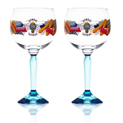 2 Stück Original Bombay Saphire Glas Ballonglas mit Stir Creativity Logo