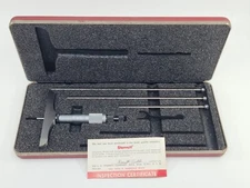 Vintage Starrett No. 445 Depth Gauge with 5", 8", & 9" Rods Light Use With Case