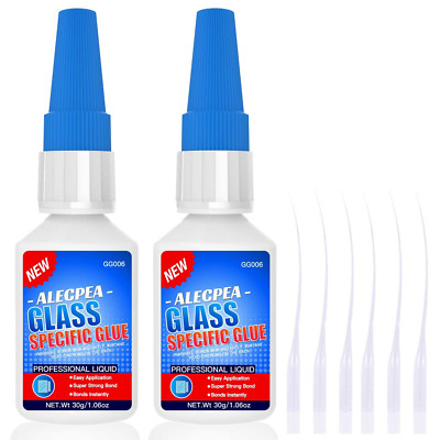 2Pack 30G Glass Glue - Fast-Curing & Weatherproof Adhesive for Glass Repair, Jew