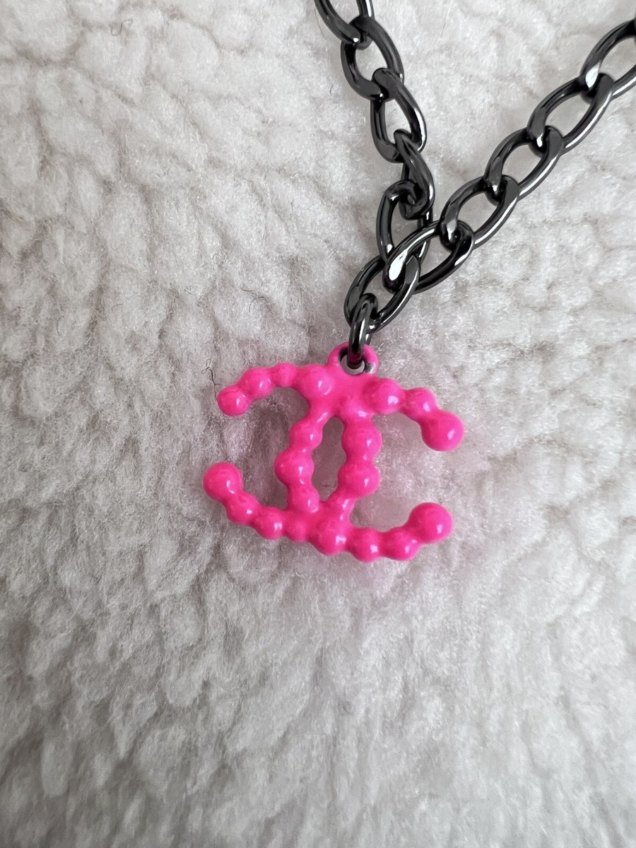 Auth Chanel Neon Pink CC logo Necklace - Vintage | eBay