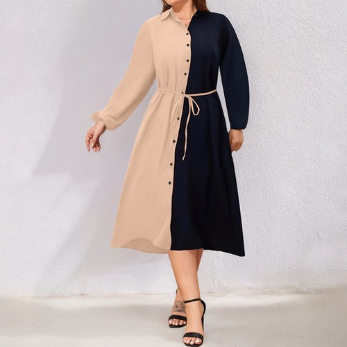 PLUS SIZE Plus Size Womens Button V-Neck Midi Dress Evening Cocktail Party Dress - Picture 20 of 20