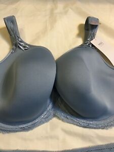 MC2 EX M&S LIMITED COLLECTION PLUNGE PADDED TOP LACE BRA IN CREAM/BLUE