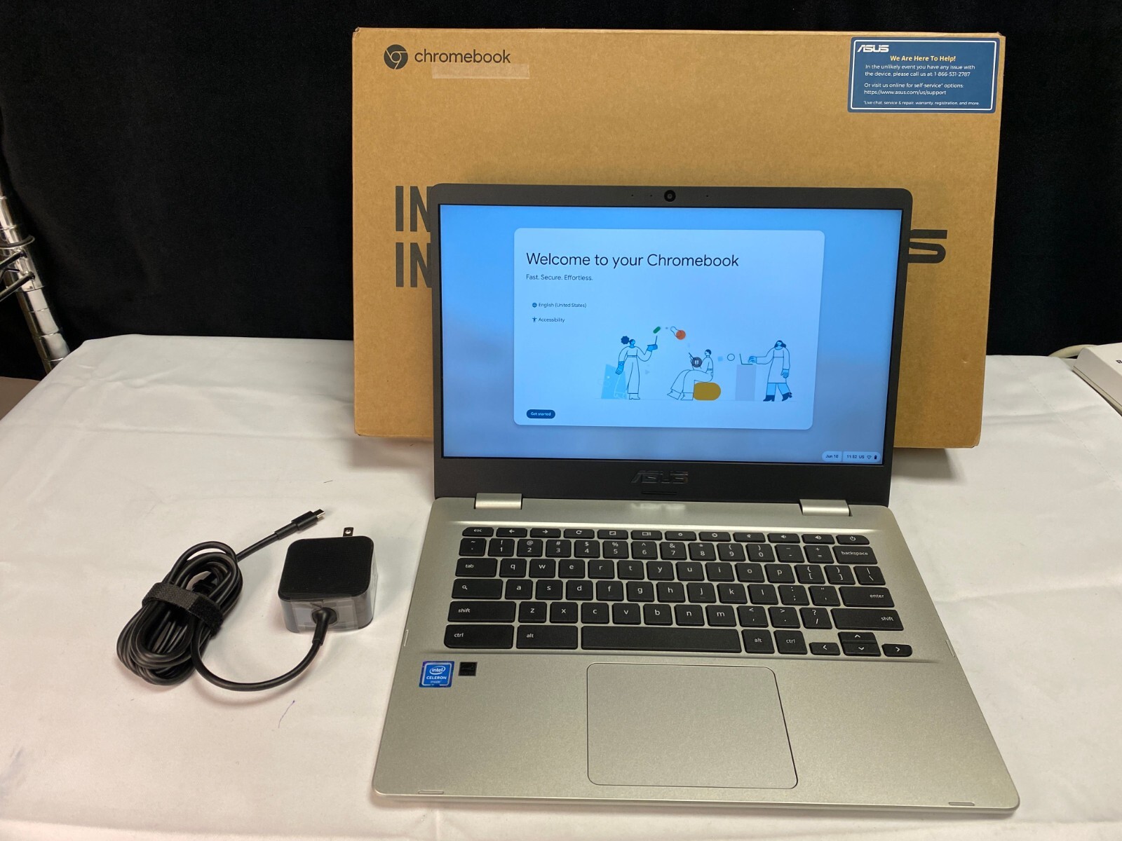 ASUS Chromebook C424M 14 Inch Laptop 4GB RAM 128GB Storage ChromeOS Silver-image