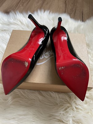 CHRISTIAN LOUBOUTIN Black Patent Leather PIGALLE PLATO Heels Pumps