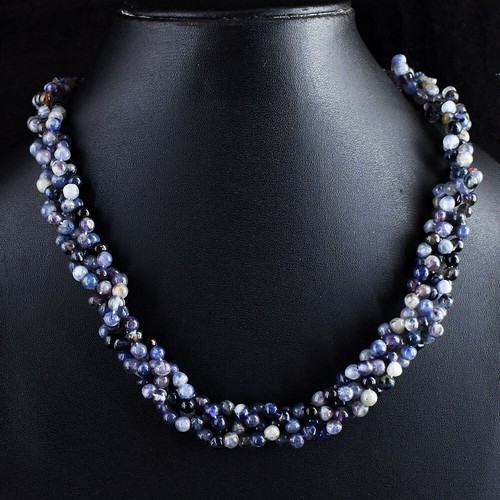 20 Inches Blue Iolite Single Strand 309. Cts Braided Genuine Necklace VK 32 E676 - 第 2/5 張圖片