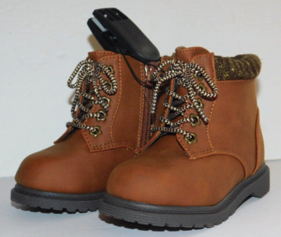 Infant Girl Boots Size 2 (0-3 Months) Brown Easy On Easy Off Zippers