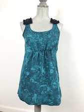 Vera Wang XS Teal Turquoise Beaded Lace Shoulder Cinched Sleeveless Tunic Blouse